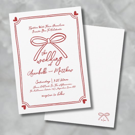 Invitation Mariage à l'Arc Rouge Fantaisiste Dessiné à la Mai