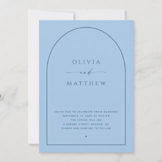 Invitation Mariage à l'arche bleu ciel pastel | Photo et code