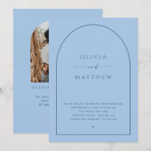 Invitation Mariage à l'arche bleu ciel pastel | Photo et code (Devant / Derrière)