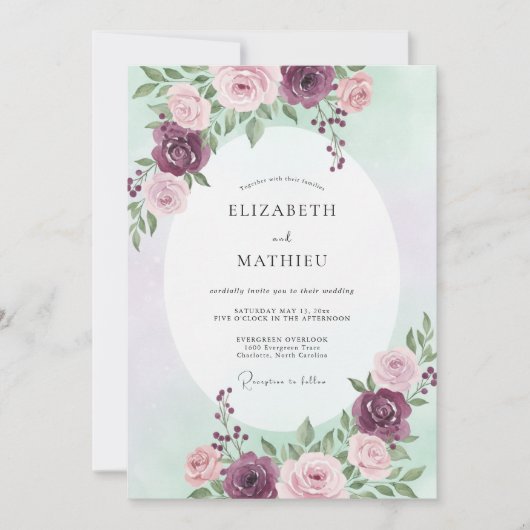 Invitation Mariage à l'arche botanique de fleurs de prunier (Devant)