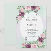 Invitation Mariage à l'arche botanique de fleurs de prunier (Devant / Derrière)