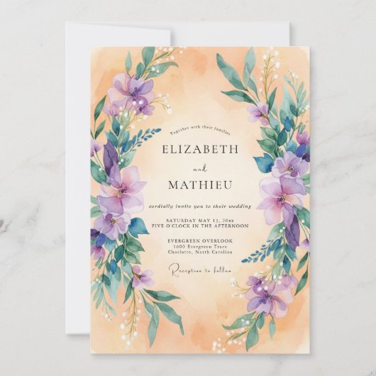 Invitation Mariage à l'arche botanique de lavande (Devant)