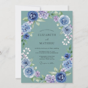 Invitation Mariage à l'arche de bleu poussiéreux