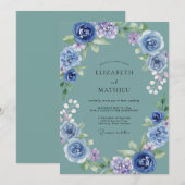 Invitation Mariage à l'arche de bleu poussiéreux (Devant / Derrière)