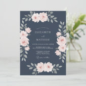 Invitation Mariage à l'arche de Fleur Navy Douce (Debout devant)