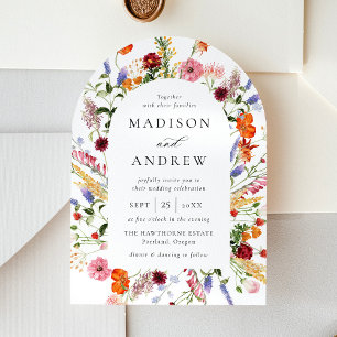 Invitation Mariage à l'arche de fleurs sauvages aquarelles co
