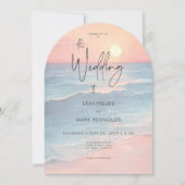 Invitation Mariage à l'arche de plage à l'aquarelle du couche (Devant)