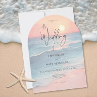 Mariage à l'arche de plage à l'aquarelle du couche
