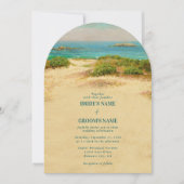 Invitation Mariage à l'arche de plage côtière à l'aquarelle (Devant)