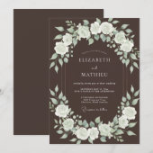 Invitation Mariage à l'arche de rose brune (Devant / Derrière)