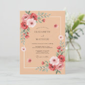 Invitation Mariage à l'arche de rose corail (Debout devant)