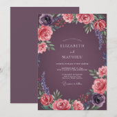 Invitation Mariage à l'Arche de Rose Pourpre (Devant / Derrière)