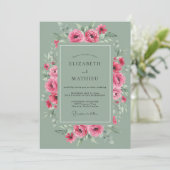 Invitation Mariage à l'arche de rose rose (Debout devant)
