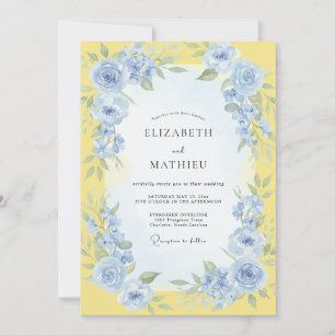 Invitation Mariage à l'arche éthérée bleue avec fioritures