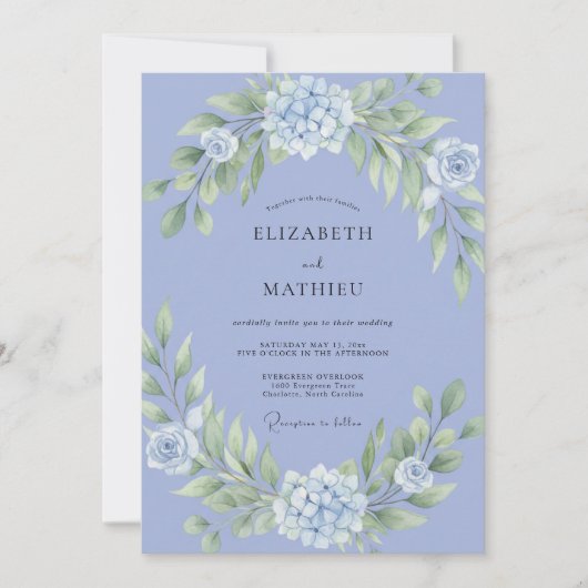 Invitation Mariage à l'arche fleurie de Pervenche luxuriante (Devant)