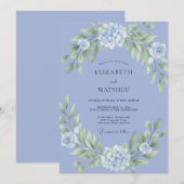 Invitation Mariage à l'arche fleurie de Pervenche luxuriante (Devant / Derrière)