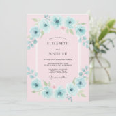 Invitation Mariage à l'arche florale aquatique (Debout devant)