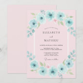 Invitation Mariage à l'arche florale aquatique (Devant / Derrière)