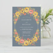 Invitation Mariage à l'arche florale bleu ardoise (Debout devant)