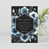 Invitation Mariage à l'arche florale Bleu Maussade (Debout devant)