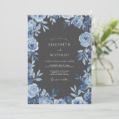Invitation Mariage à l'arche florale bleue (Debout devant)