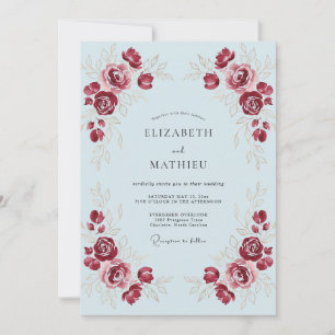 Invitation Mariage à l'arche florale cramoisie