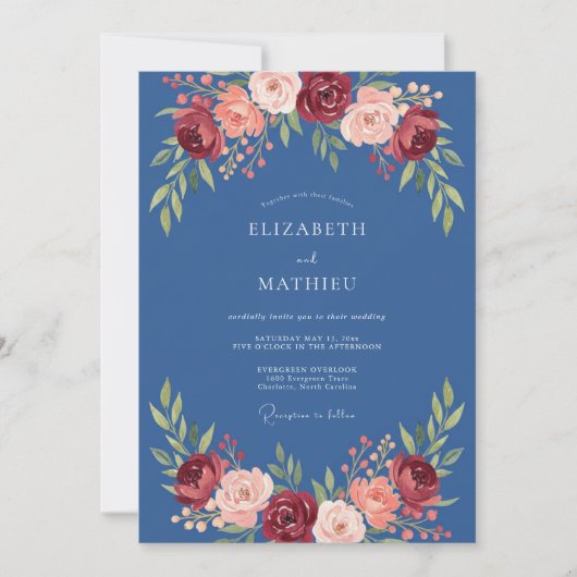 Invitation Mariage à l'arche florale de Bourgogne (Devant)