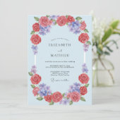 Invitation Mariage à l'arche florale de corail bleu (Debout devant)