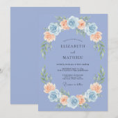 Invitation Mariage à l'arche florale de pervenche (Devant / Derrière)