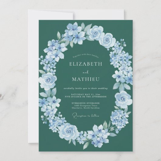 Invitation Mariage à l'arche florale émeraude douce (Devant)