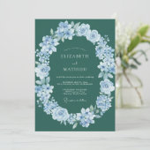 Invitation Mariage à l'arche florale émeraude douce (Debout devant)