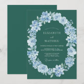 Invitation Mariage à l'arche florale émeraude douce (Devant / Derrière)