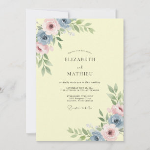 Invitation Mariage à l'arche florale jaune pâle