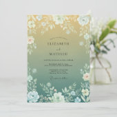 Invitation Mariage à l'arche florale jaune vert (Debout devant)