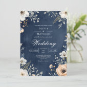 Invitation Mariage à l'arche florale marine (Debout devant)