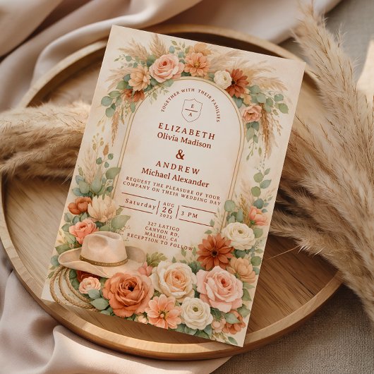 Invitation Mariage à l'arche florale rose
