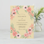 Invitation Mariage à l'arche florale rose corail (Debout devant)