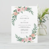 Invitation Mariage à l'arche florale rose tendre (Debout devant)