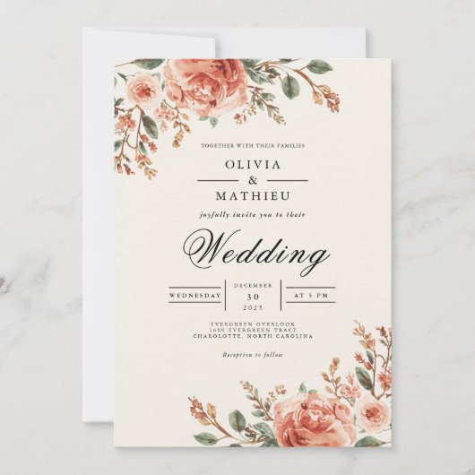 Invitation Mariage à l'arche florale rustique (Devant)