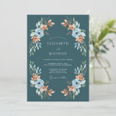 Invitation Mariage à l'arche florale sarcelle (Debout devant)