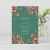 Invitation Mariage à l'arche florale sarcelle profonde (Debout devant)