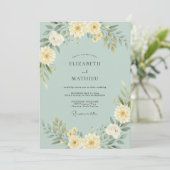 Invitation Mariage à l'arche florale vert menthe (Debout devant)