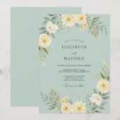Invitation Mariage à l'arche florale vert menthe (Devant / Derrière)