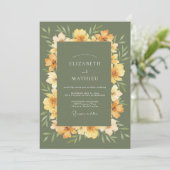 Invitation Mariage à l'arche florale verte olive peintre (Debout devant)