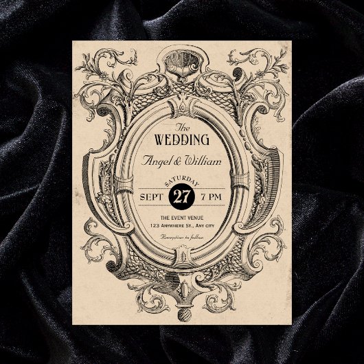 Invitation Mariage à l'arche gothique vintage