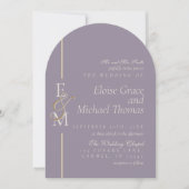 Invitation Mariage à l'Arche Lavande en Écriture Monogramme M (Devant)
