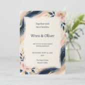 Invitation Mariage à l'arche Navy Blush (Debout devant)