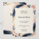 Invitation Mariage à l'arche Navy Blush (Devant / Derrière)
