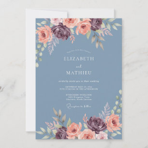 Invitation Mariage à l'arche peintre bleu poussiéreux