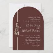 Invitation Mariage à l'Arche Rouge Profond en Écriture Modern (Devant)